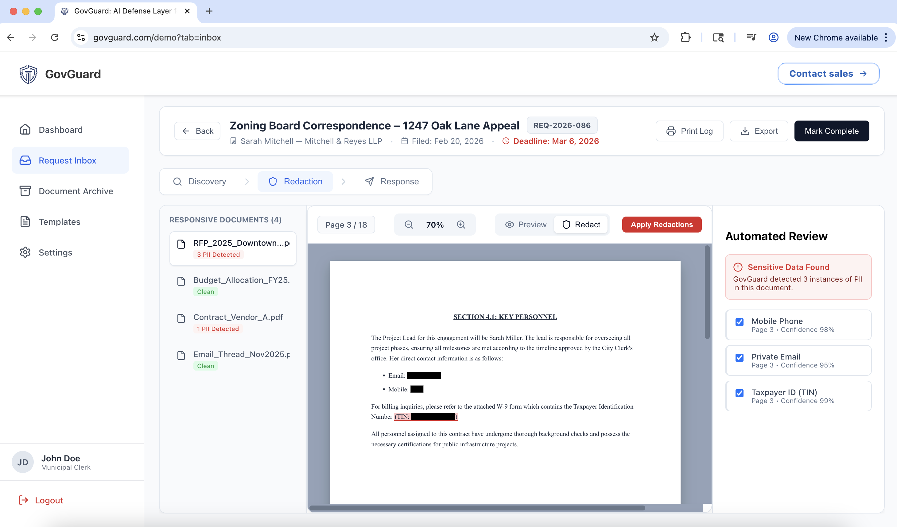 GovGuard dashboard preview